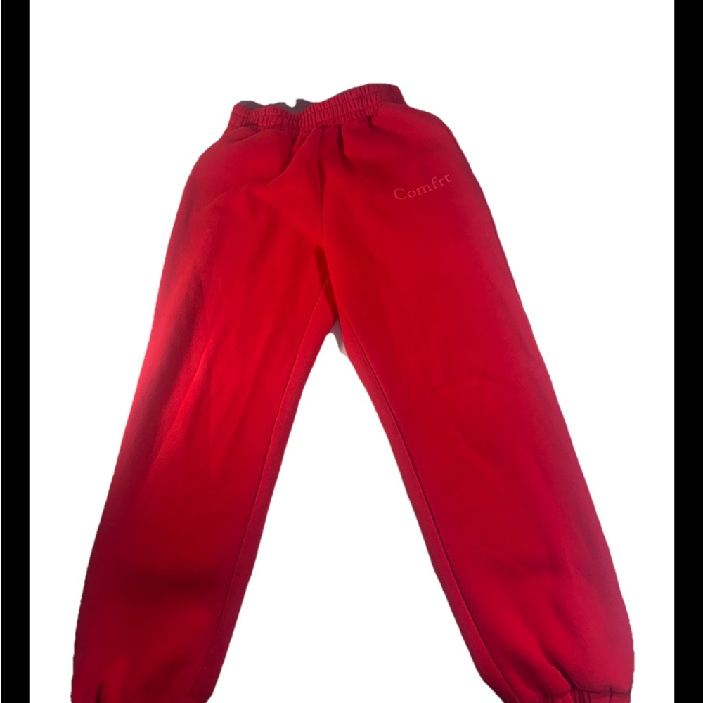 Comfrt Red Fleece Hoodie Jogger Set Women’s Large Cozy Lounge Sweat Set - Picture 8 of 15
